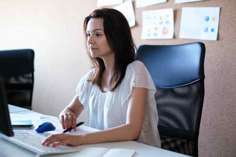 Adult Woman Working Office